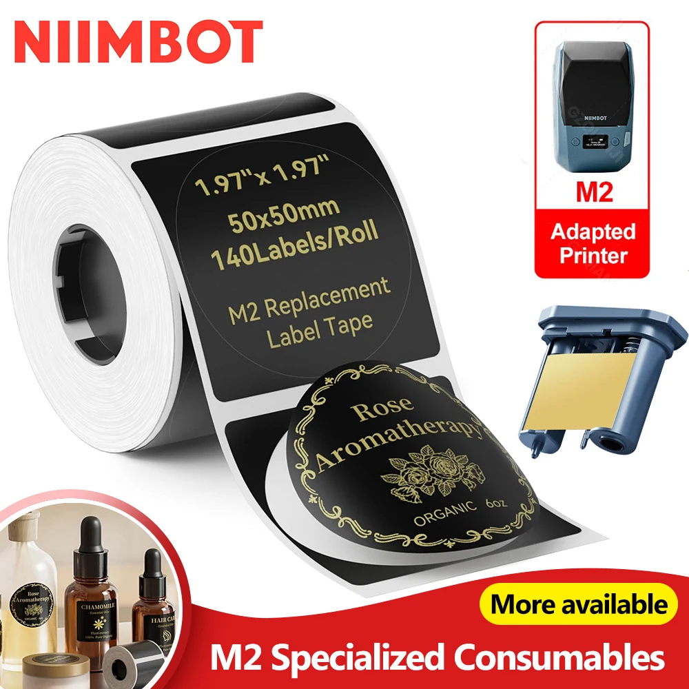 NIIMBOT M2 EB50x50-140 Matte Black Round Labels