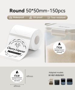 Alternative view of NIIMBOT B1/ B21/ B3S/ B4 50X50MM-50 White ROUND LABELS
