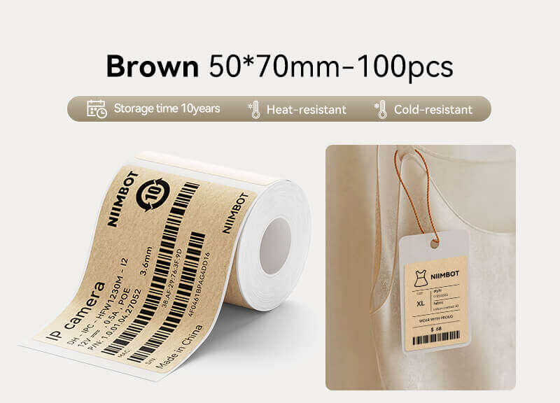 NIIMBOT B Series 50x70mm Kraft Labels
