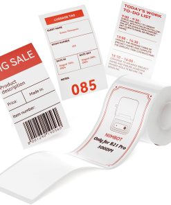 NIIMBOT Labels for B21 Pro,Red and Black Printing Labels,Self-Adhesive Sticker Label  (50x90mm) 90 Tapes/Roll,Applies to Store/Clothing Tags/Warning Signs/Name tag-White