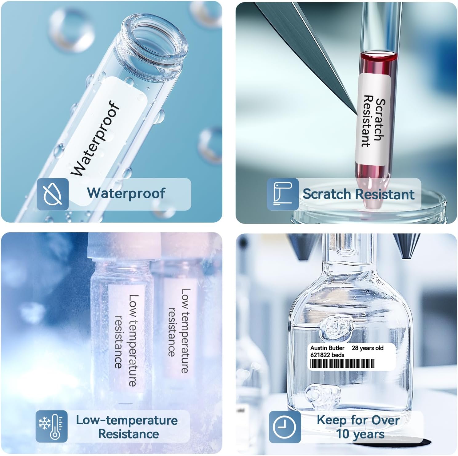 NIIMBOT M2 Liquid Nitrogen Label Stickers(25x9.5 mm), Suitable for Medical Scientific Research Sample Detection Centrifuge Tube, -198°C Freezing Low-Temperature Resistance, 385 Tags/Roll - Image 3